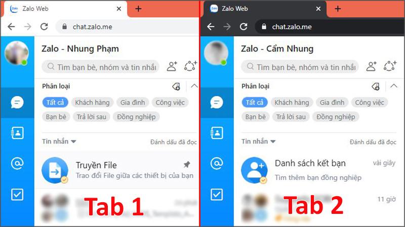 Đăng nhập nhiều tài khoản Zalo trên 2 tab khác nhau cùng một trình duyệt