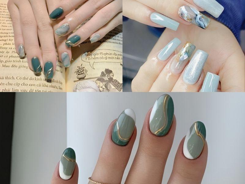 Những mẫu nail màu xanh ngọc nhẹ nhàng cho mùa hè 2024