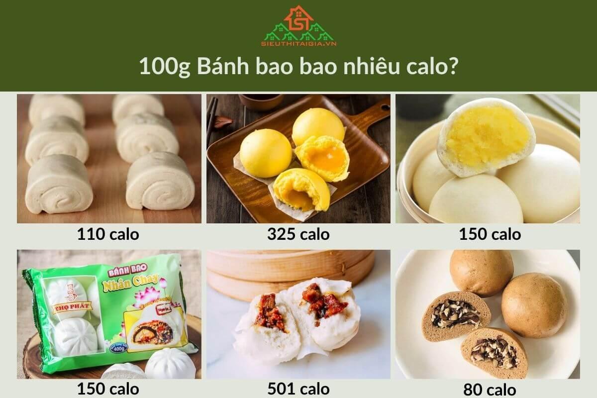 Bánh bao chay, kim sa, đậu xanh, xá xíu, Thọ Phát bao nhiêu calo?