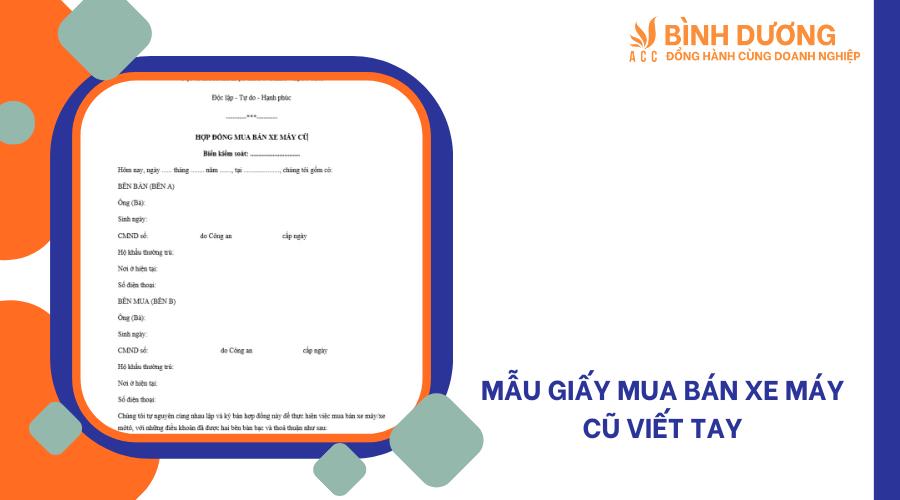 Mẫu giấy mua bán xe máy cũ viết tay