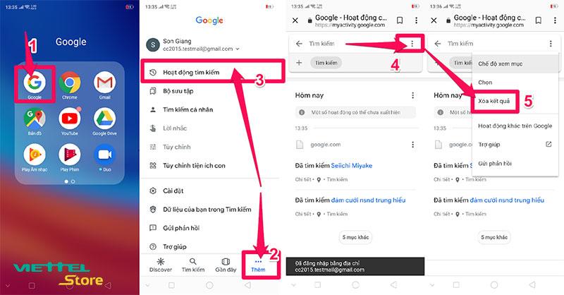 Cách xóa lịch sử Google trên điện thoại Oppo, Samsung và iPhone