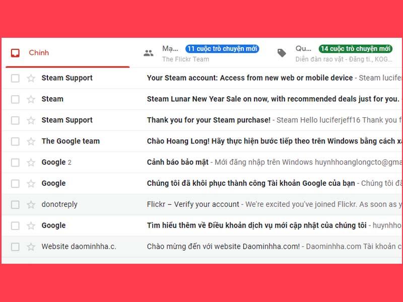 xóa tất cả email mục