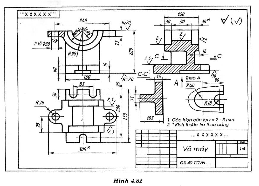 Trình tự đọc bản vẽ chi tiết gồm 4 bước: Khung tên => Hình biểu diễn => Kích thước => Yêu cầu kỹ thuật