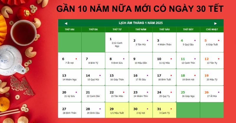 Phải gần 10 năm nữa mới lại có ngày 30 Tết