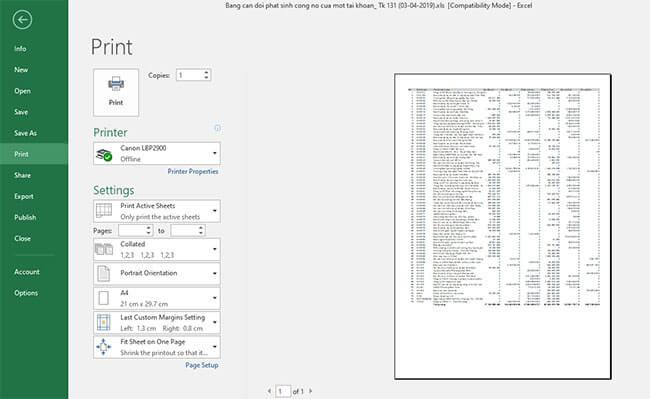 Hướng dẫn cách in ấn trong Excel chi tiết từ A – Z