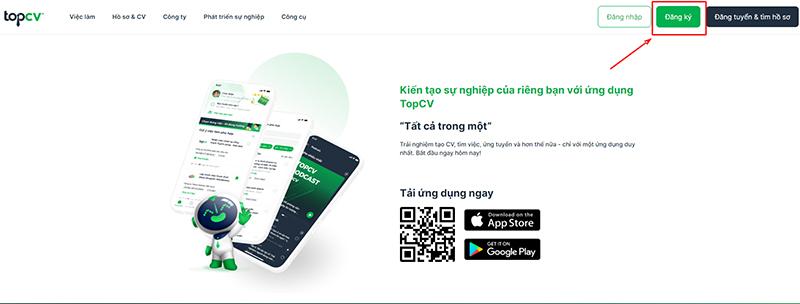 Đăng ký tài khoản trên TopCV