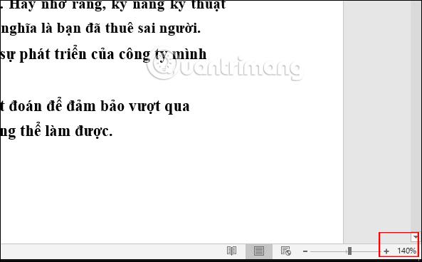 Cách phóng to thu nhỏ văn bản Word