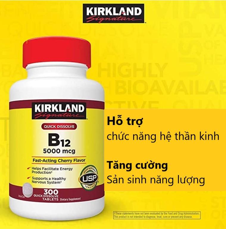 Kẹo Nhai Tăng Lực Tức Thì Kirkland – B12 5000mcg 300 Viên