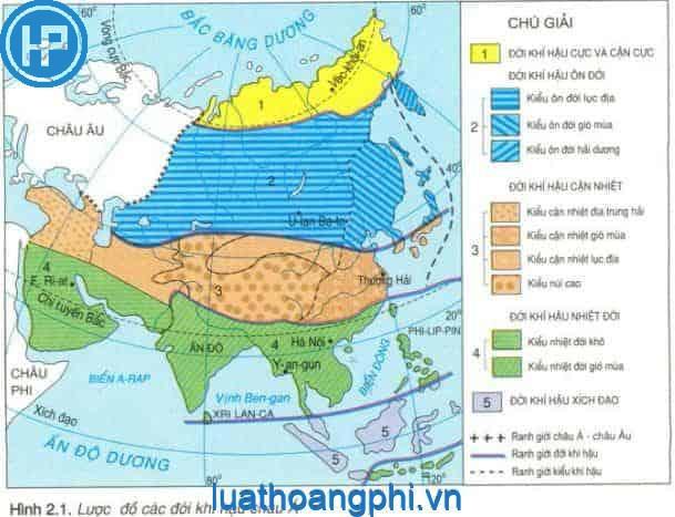 Kiểu khí hậu lục địa phân bố chủ yếu ở khu vực nào của Châu Á?