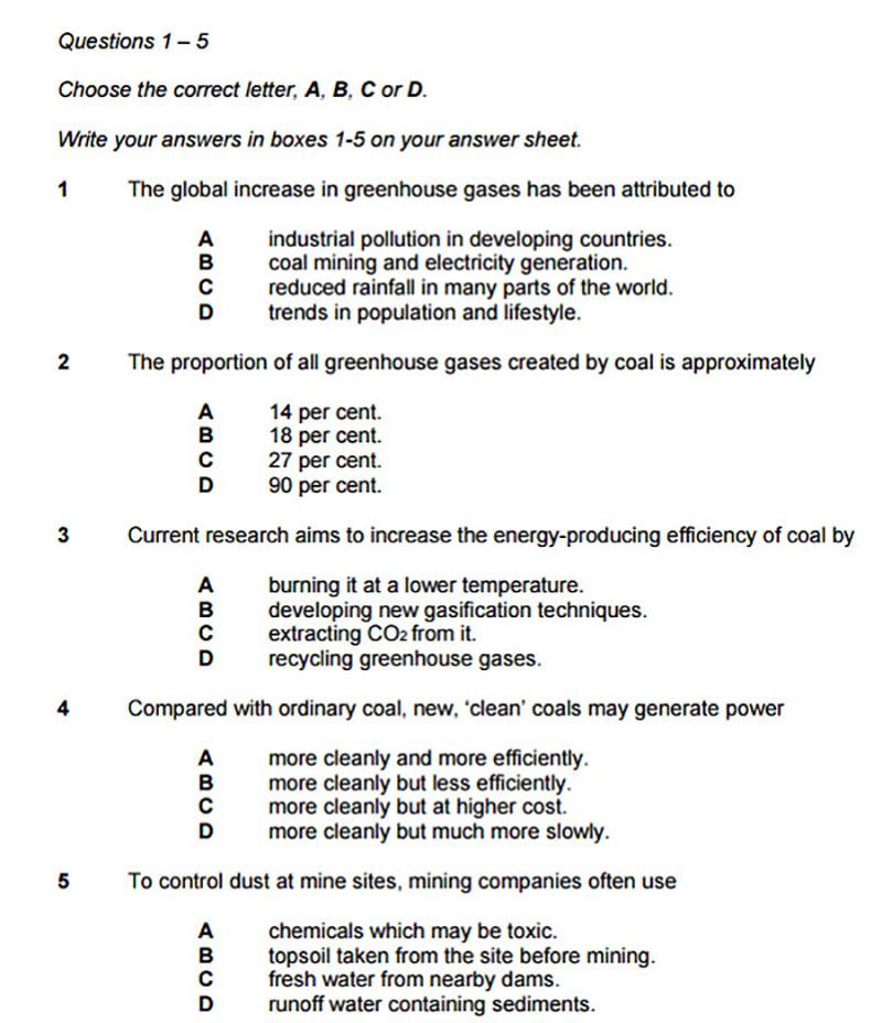 Multiple Choice - Một trong các dạng bài Reading IELTS