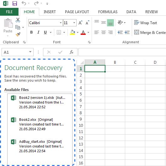 Cách phục hồi file Excel chưa lưu khi xảy ra sự cố