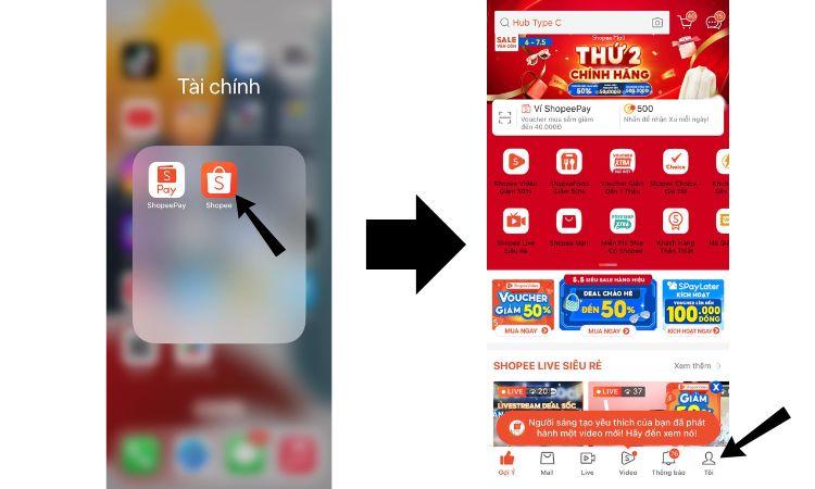 Mở ứng dụng Shopee và đăng nhập vào tài khoản của bạn