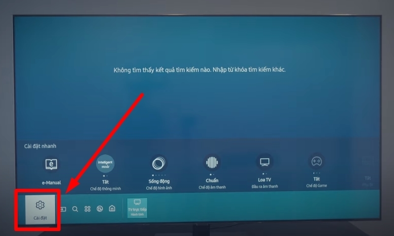 Vào mục Cài đặt trên Tivi Samsung