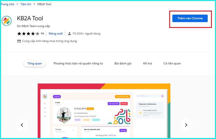 Cài KB2A Tool cho Chrome là cách cài tin nhắn tự gửi trên Messenger.