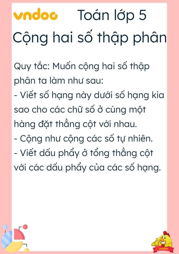 Cộng hai số thập phân. Tổng nhiều số thập phân