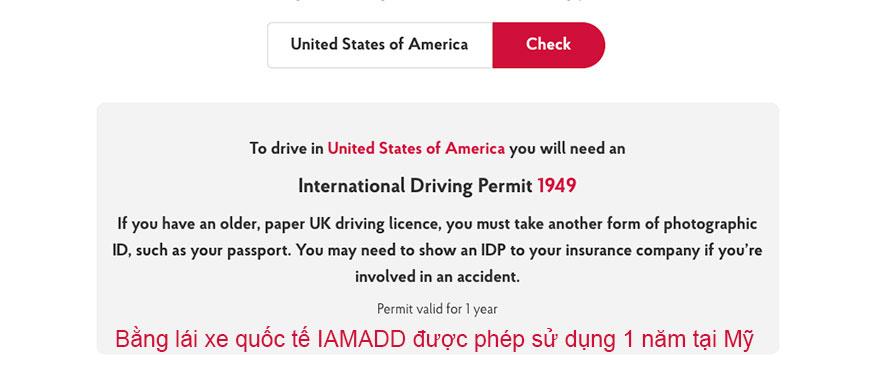 bằng lái xe việt nam có dùng được ở mỹ