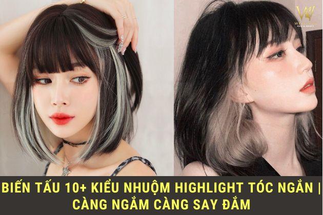 nhuộm highlight tóc ngắn