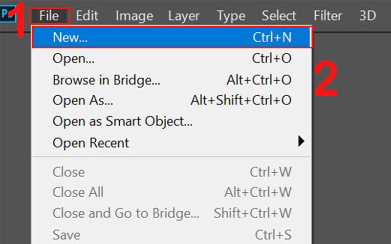 Tạo một file Photoshop mới
