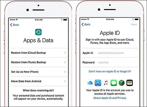 Khôi phục từ bản sao lưu iCloud