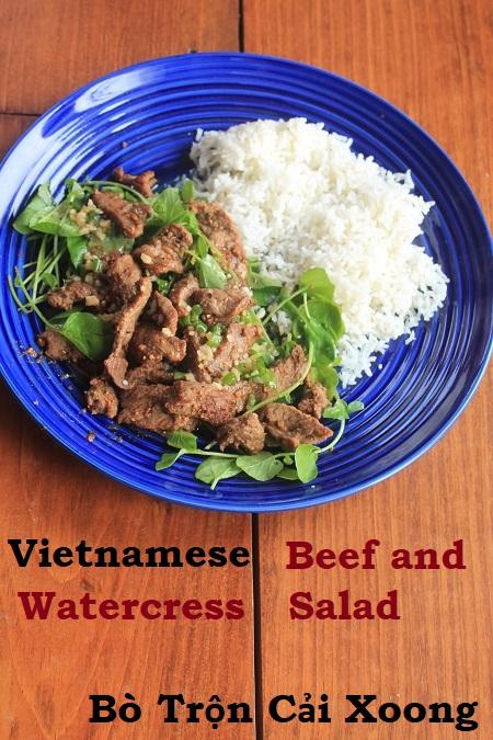 Bò Trộn Cải Xoong, Vietnamese, recipe, beef and watercress salad, beef, watercress