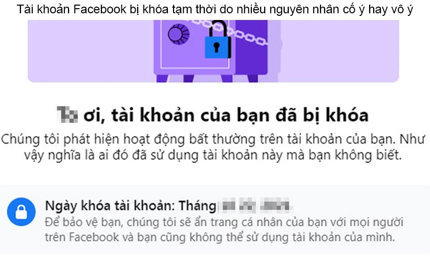 Nguyên nhân tài khoản Facebook bị khóa tạm thời