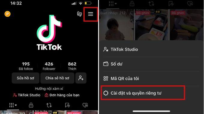 Chọn vào Cài đặt và quyền riêng tư