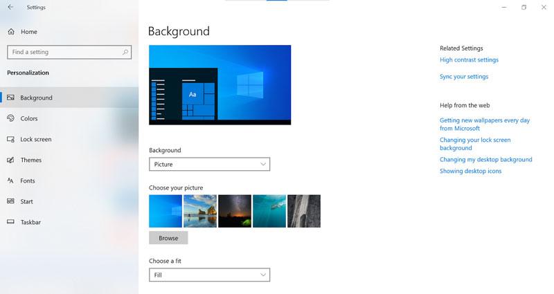 Cách đổi hình nền máy tính Lenovo Windows 10 qua menu cài đặt nhanh h2