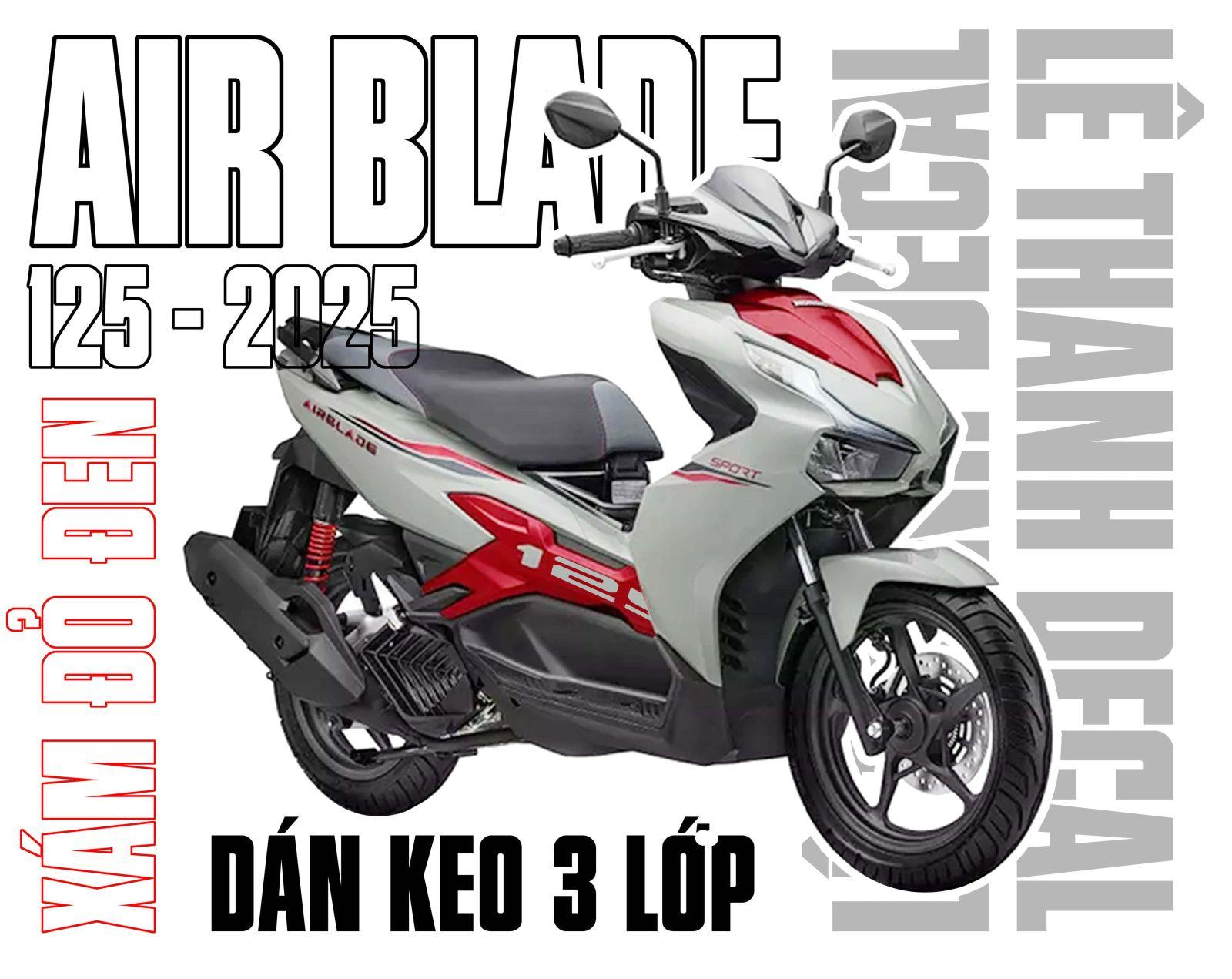 Dán keo trong 3 lớp Air Blade 125 phiên bản Thể Thao Xám Đỏ Đen